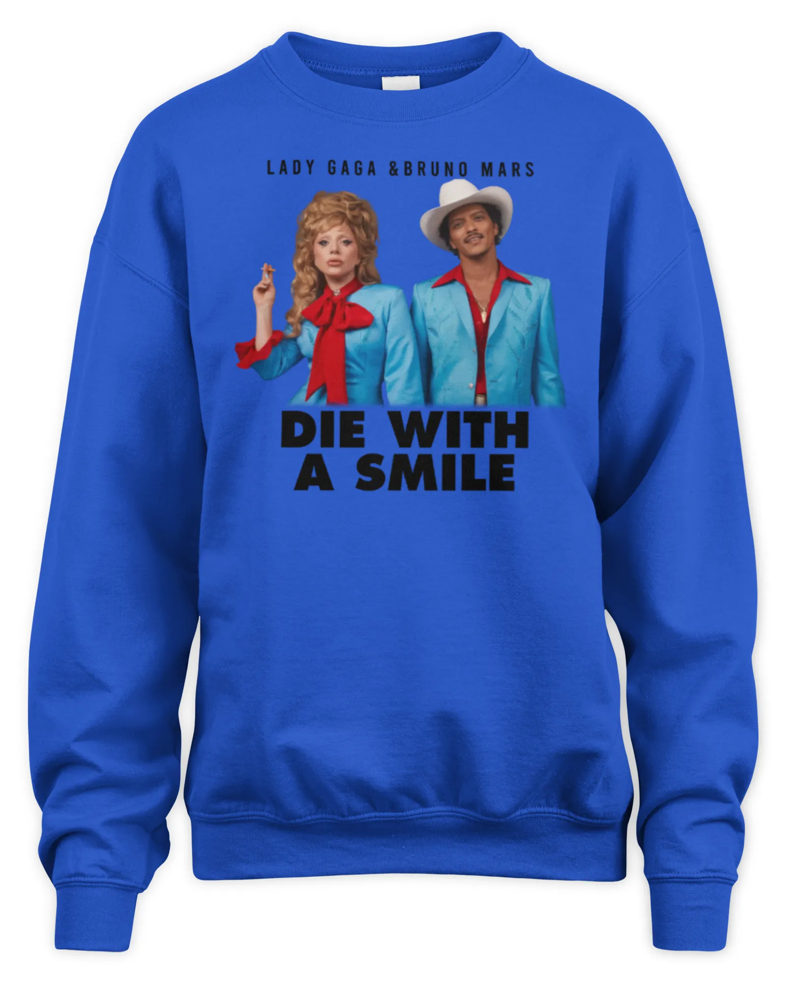 Sweatshirt Lady Gaga And Bruno Mars Die With A Smile, Premium Sweaer