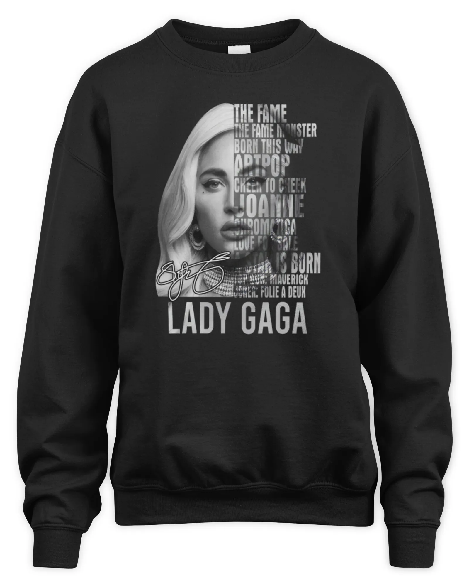 Sweatshirt Lady Gaga Full All Albums Signature Official, Premium Sweaer