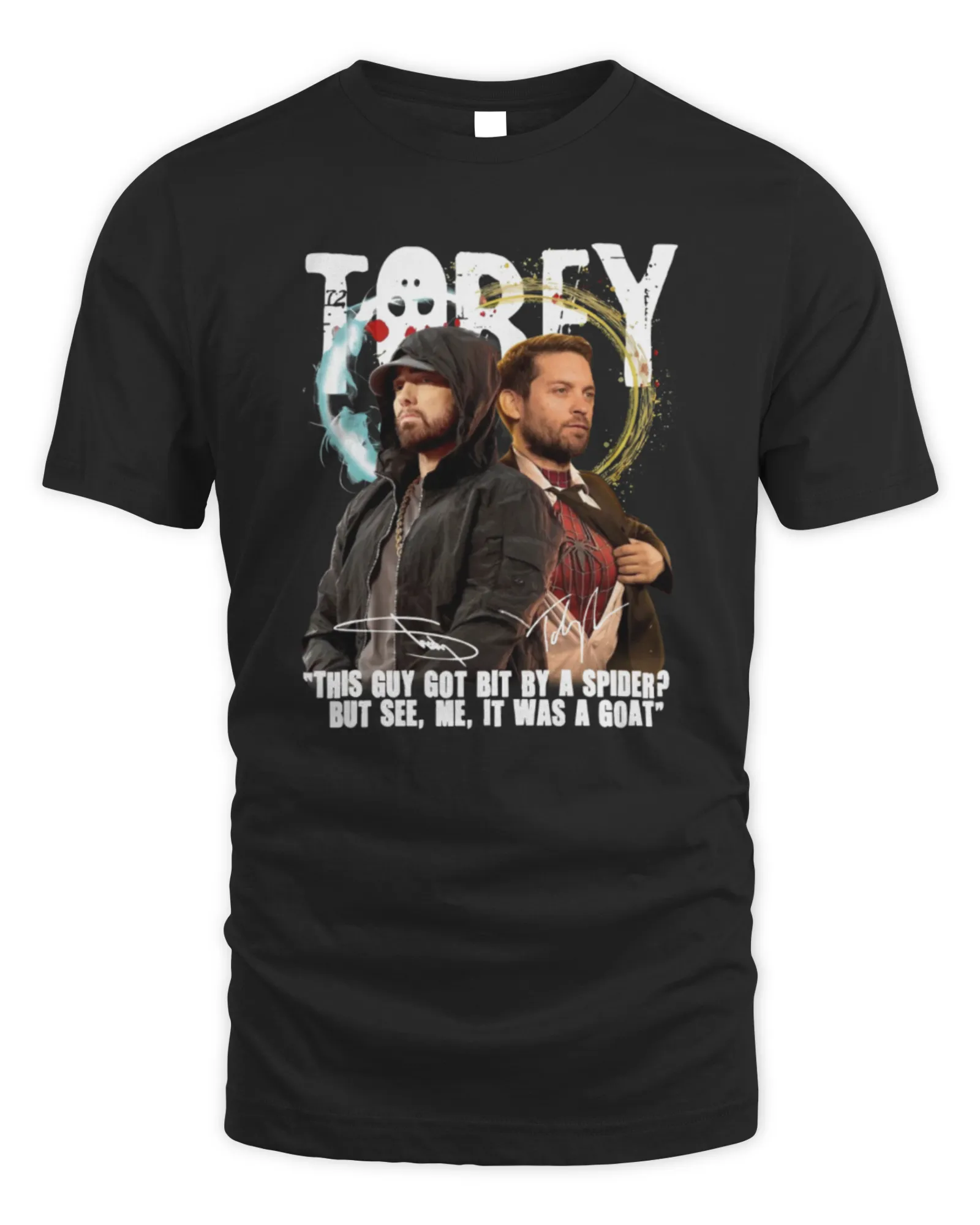 T-Shirt Eminem Tobey This Guy Got Bit By A Spider But It Was A Goat