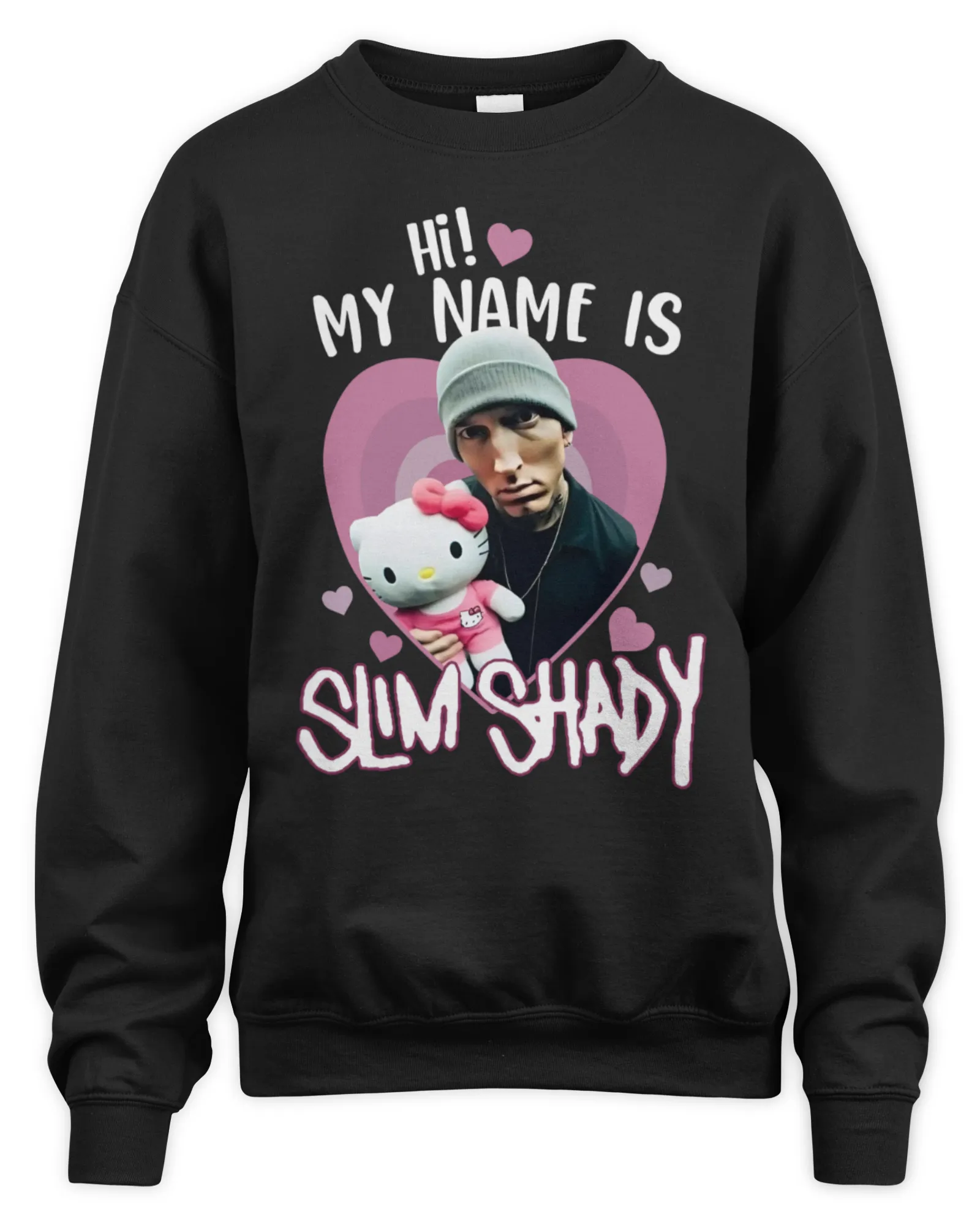 Sweatshirt Eminem Hello Kitty Hi My Name Is Slim Shady, Premium Sweaer