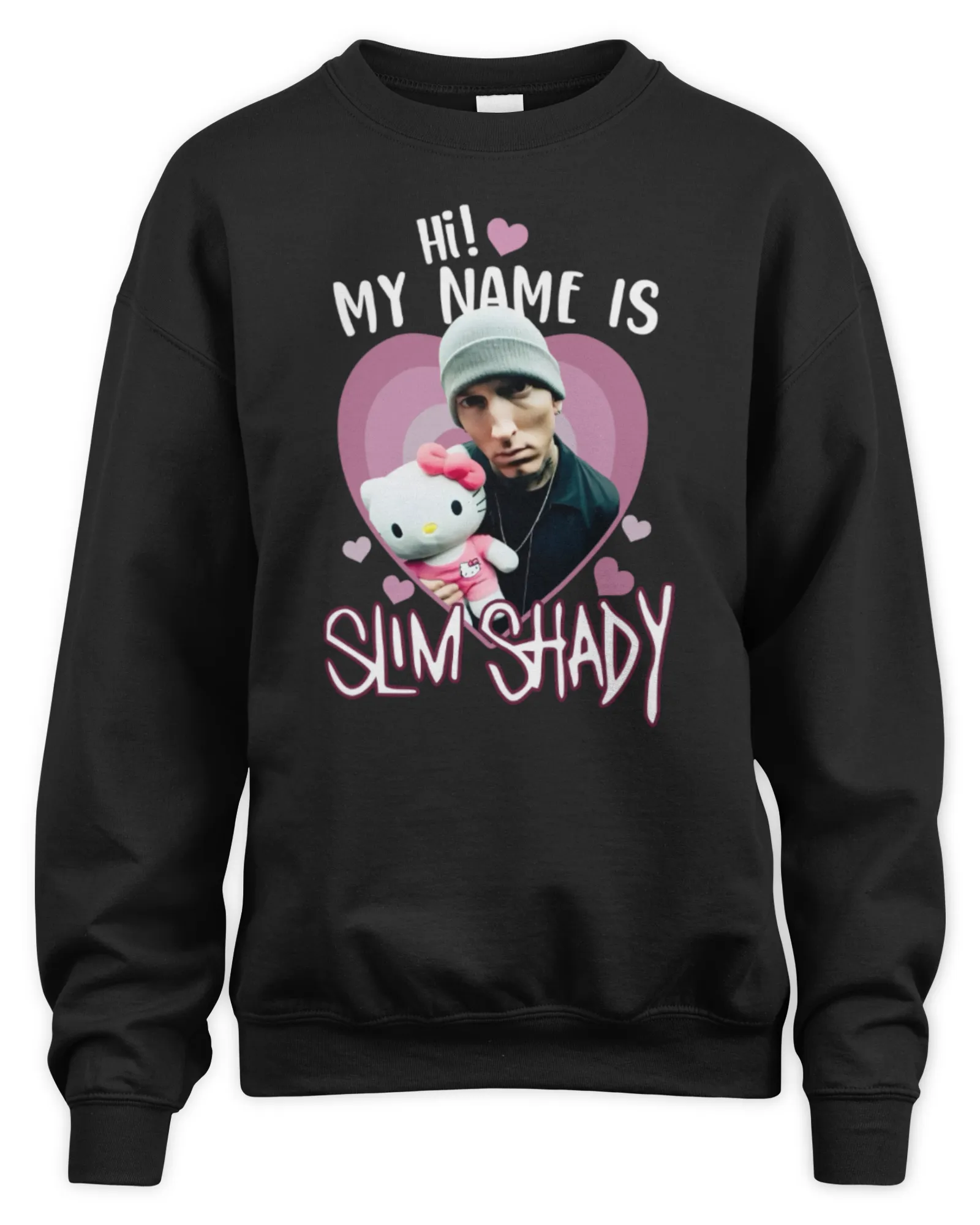 Sweatshirt Eminem Merch Hello Kitty Hi My Name Is Slim Shady 2024, Premium Sweaer