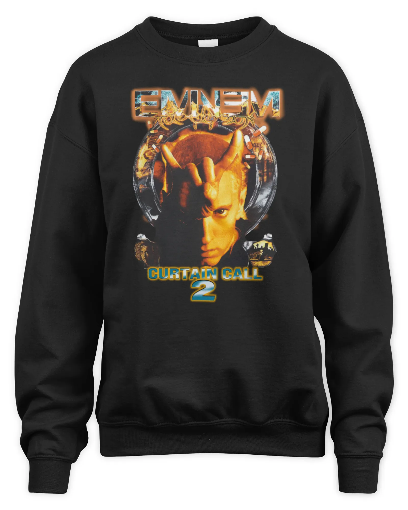 Sweatshirt Official CC2 Horns Eminem Photo Black, Premium Sweaer