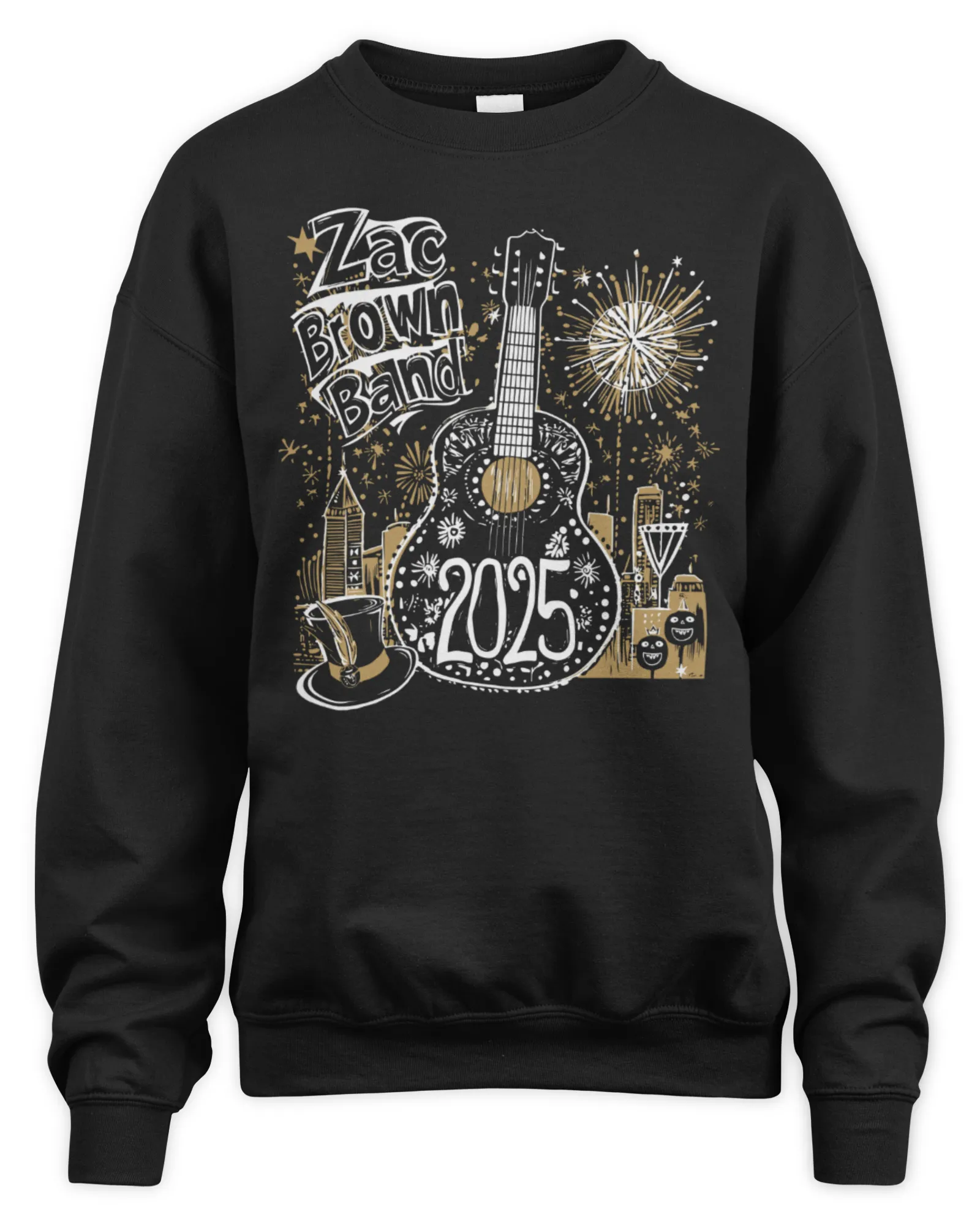 Sweatshirt Zac Brown Band New Year's Eve 2025 Black, Premium Sweaer
