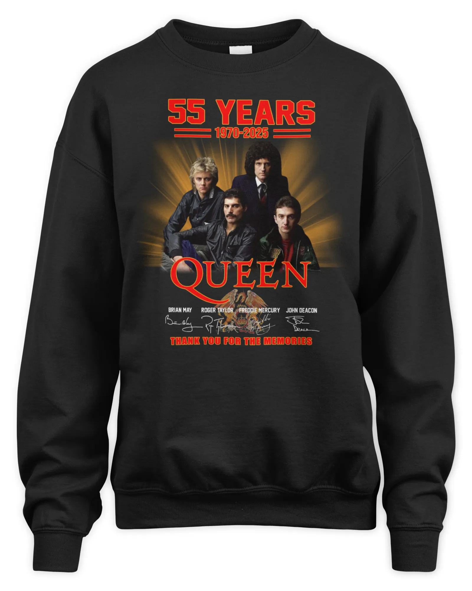 Sweatshirt 55 Years 1970-2025 Queen Thank You For The Memories Signatures, Premium Sweaer