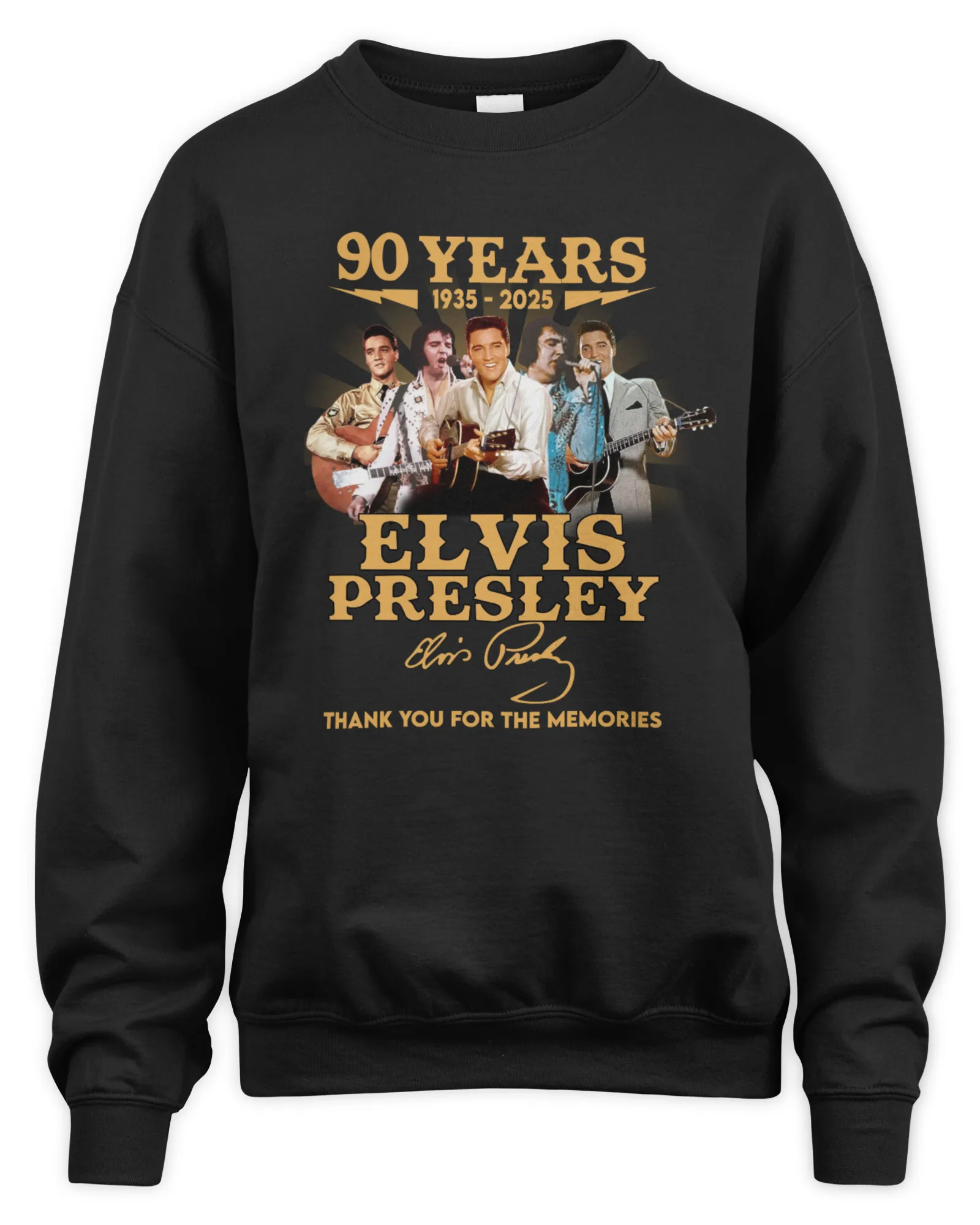 Sweatshirt 90 Years 1935 2025 Elvis Presley Thank You For The Memories T-, Premium Sweaer