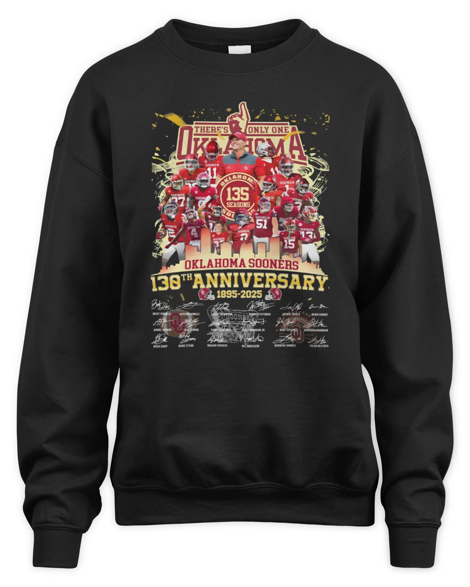 Sweatshirt Oklahoma Sooners 130Th Anniversary 1895-2025 Thank You All Teams City, Premium Sweaer