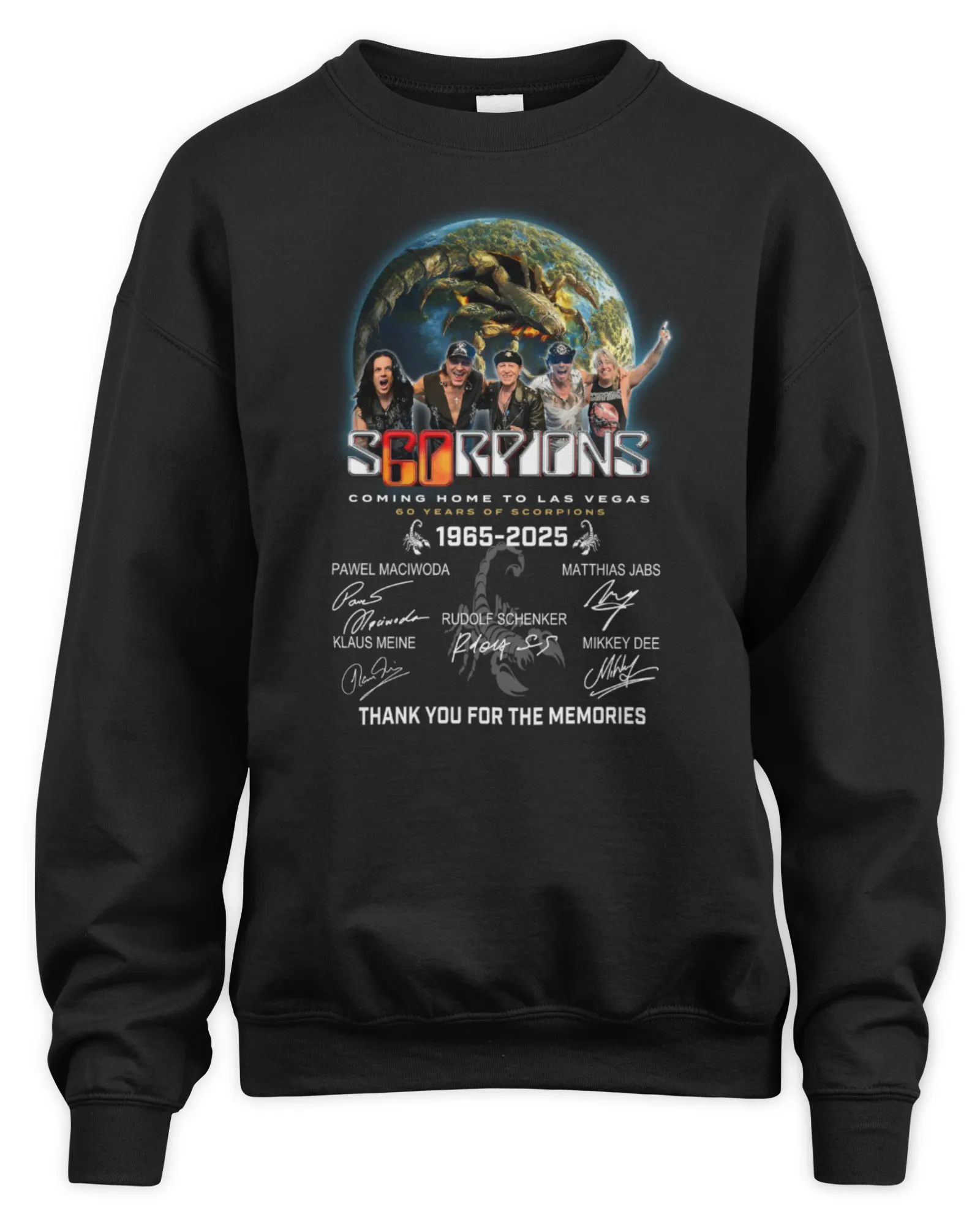 Sweatshirt Scorpions Coming Home To Las Vegas 60 Years Of 1965-2025 Thank You For The Memories, Premium Sweaer