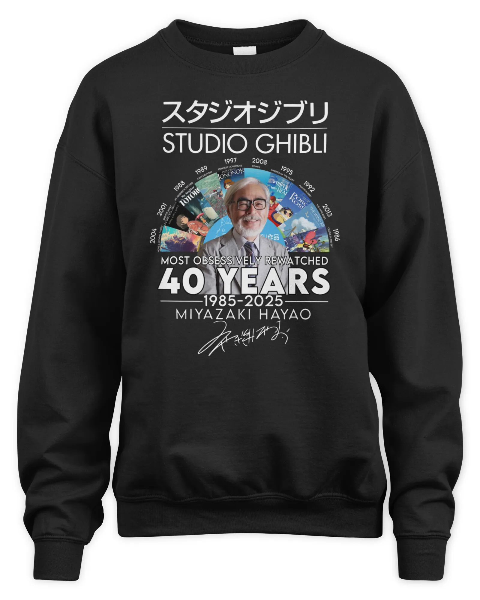 Sweatshirt Studio Ghilbi 40 Years 1985-2025 Most Obsessively Rewatched, Premium Sweaer
