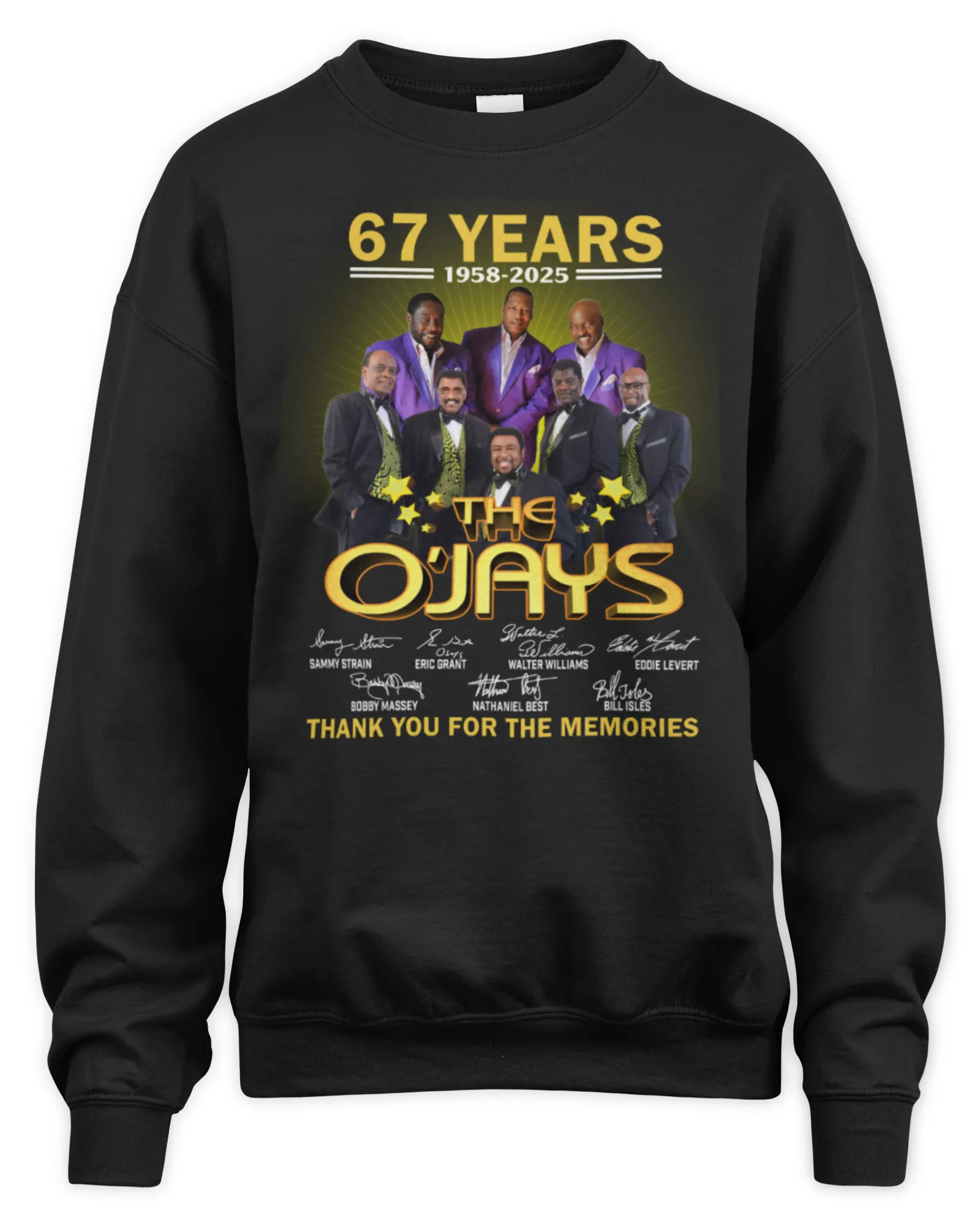 Sweatshirt The OJays Thank You For The Memories Of 67 Years 1958-2025 Signature, Premium Sweaer