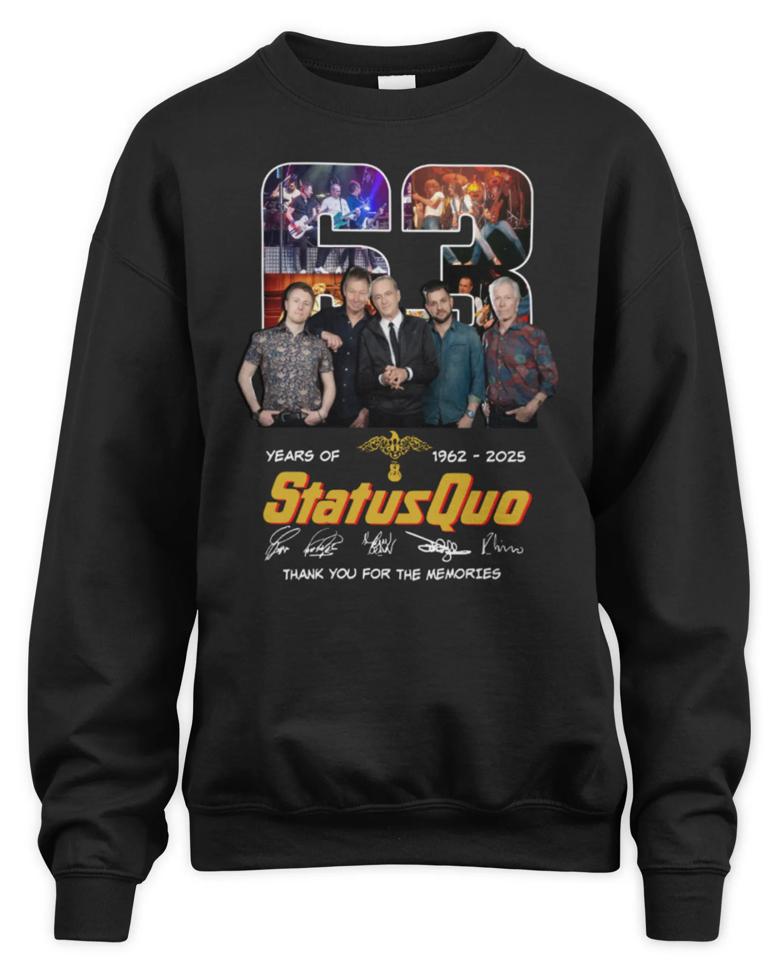 Sweatshirt 63 Years Of Status Quo 1962-2025 Thank You For The Memories Signature, Premium Sweaer