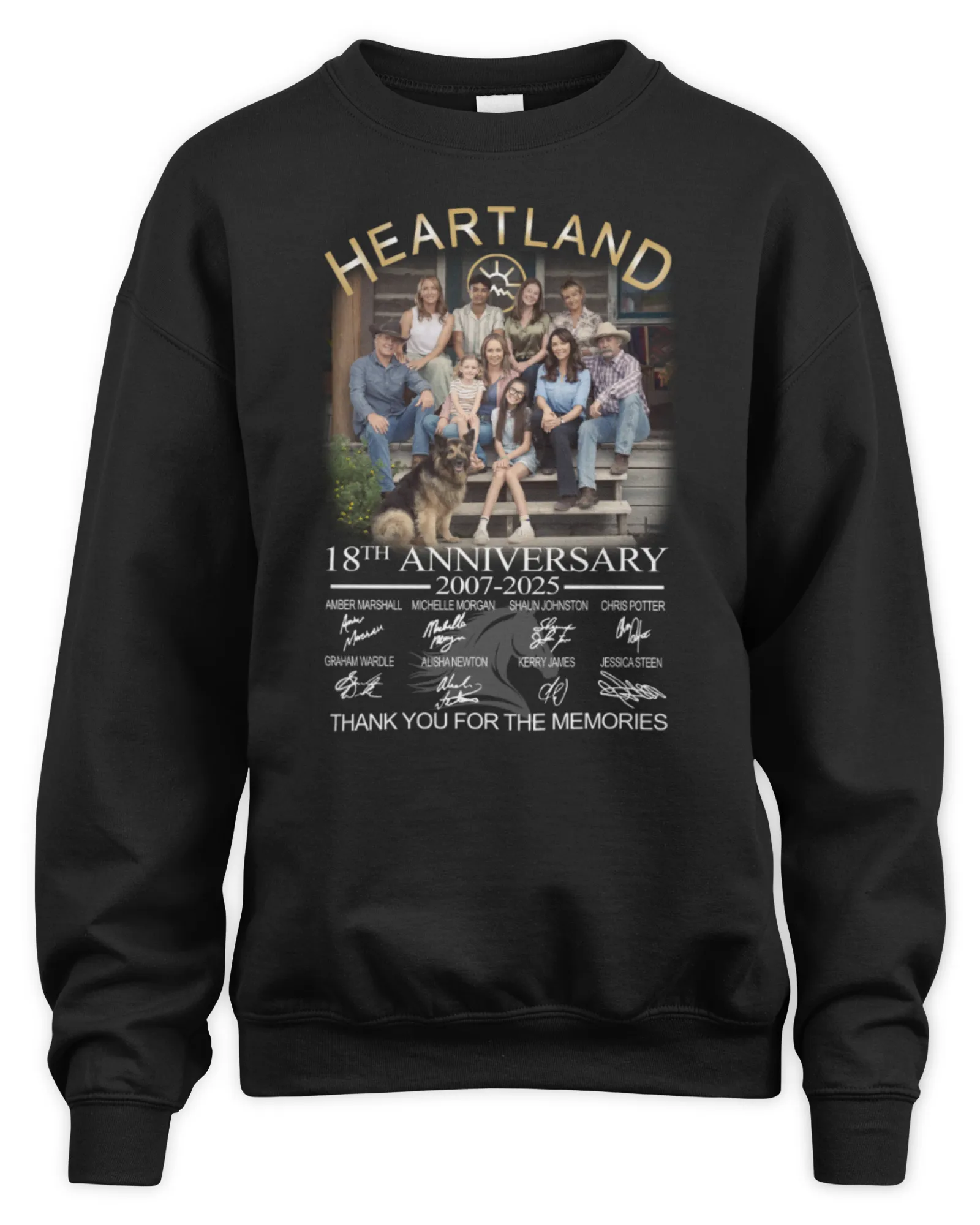 Sweatshirt Heartland 18Th Anniversary 2007-2025 Signature Thank You For The Memories Black, Premium Sweaer