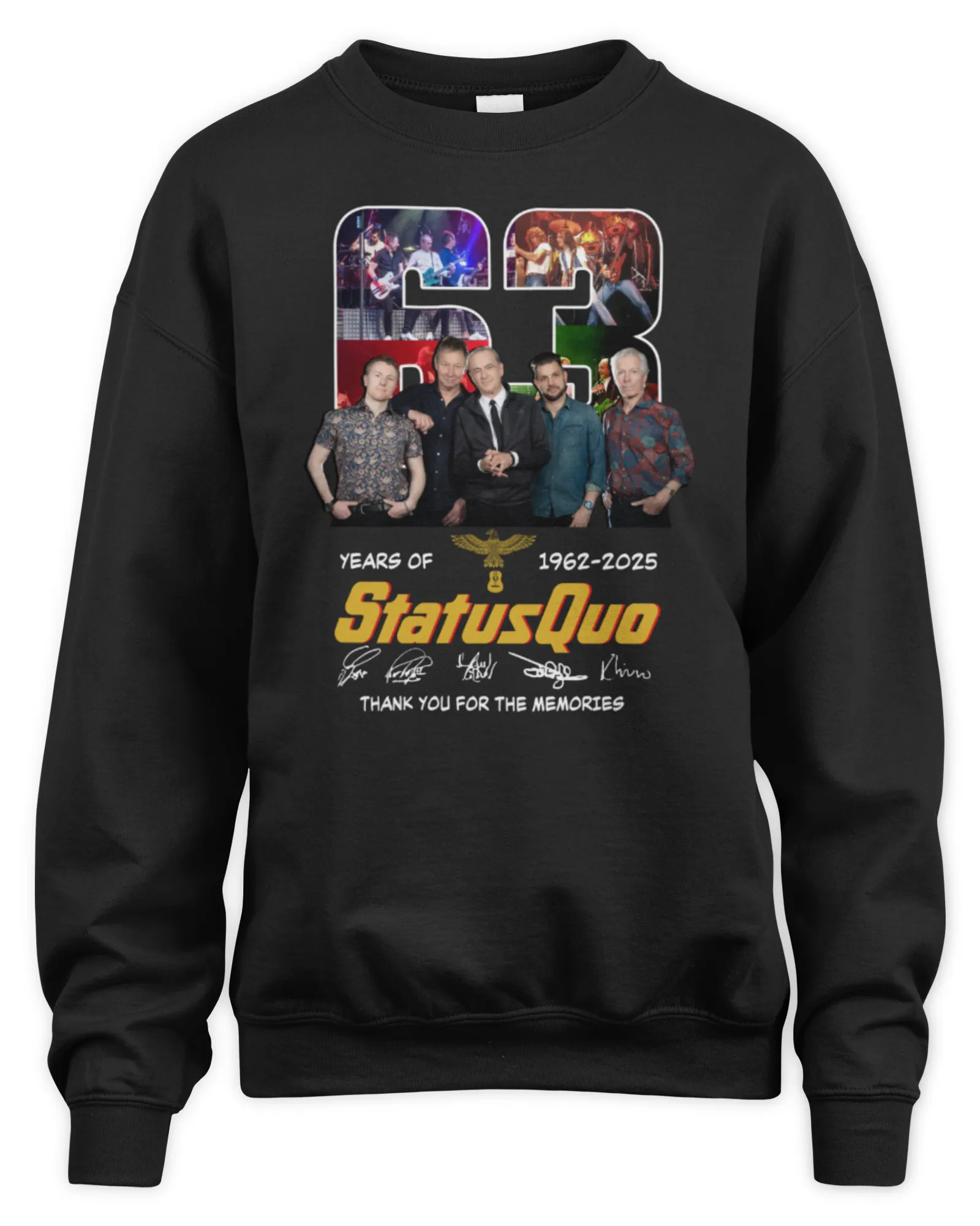 Sweatshirt Official Status Quo 63 Years Of 1962-2025 Thank You For The Memories, Premium Sweaer