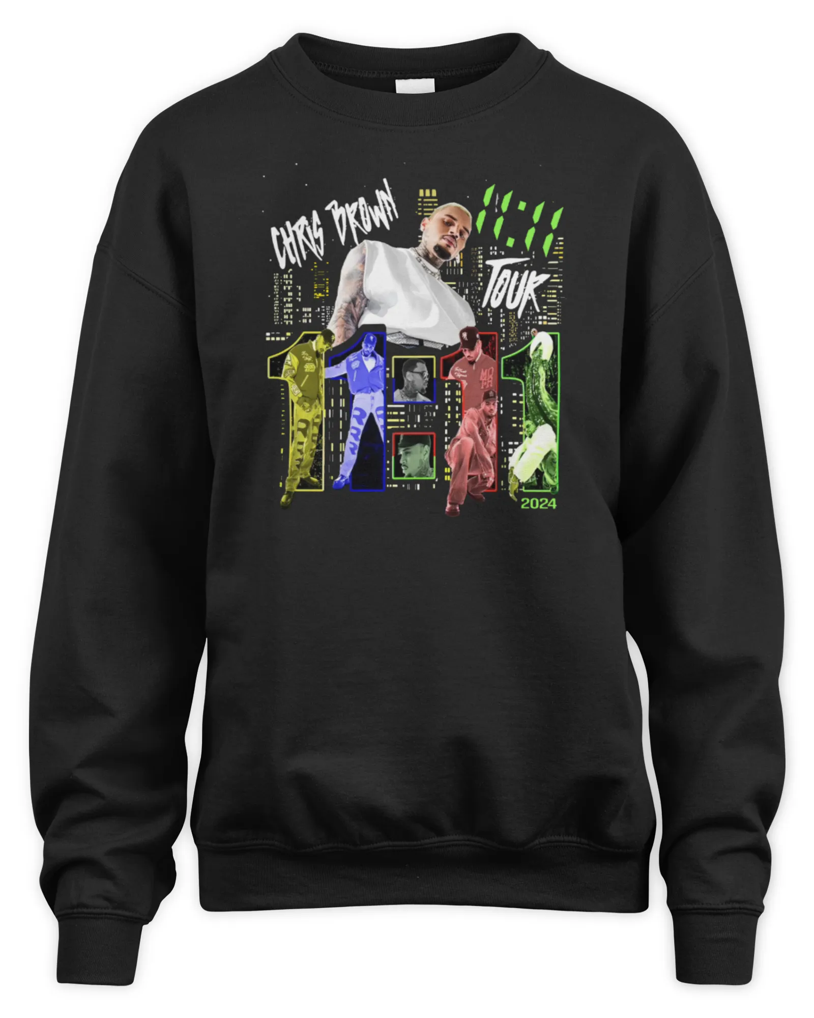 Sweatshirt Chris Brown Merch 11-11 City Tour 2024 East Coast, Premium Sweaer