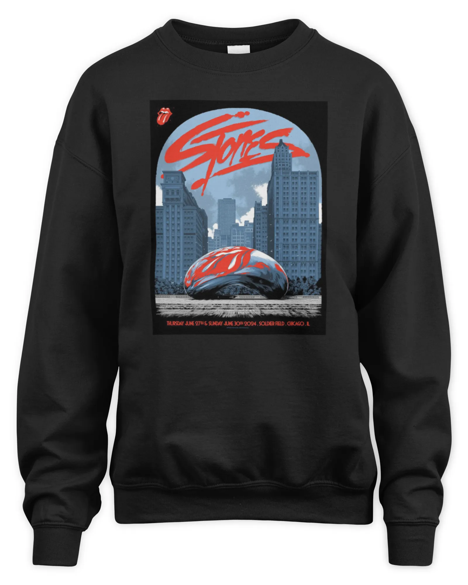 Sweatshirt The Rolling Stones Merch ChicagoS Soldier Field Chicago, Il June 30Th 2024 Poster, Premium Sweaer