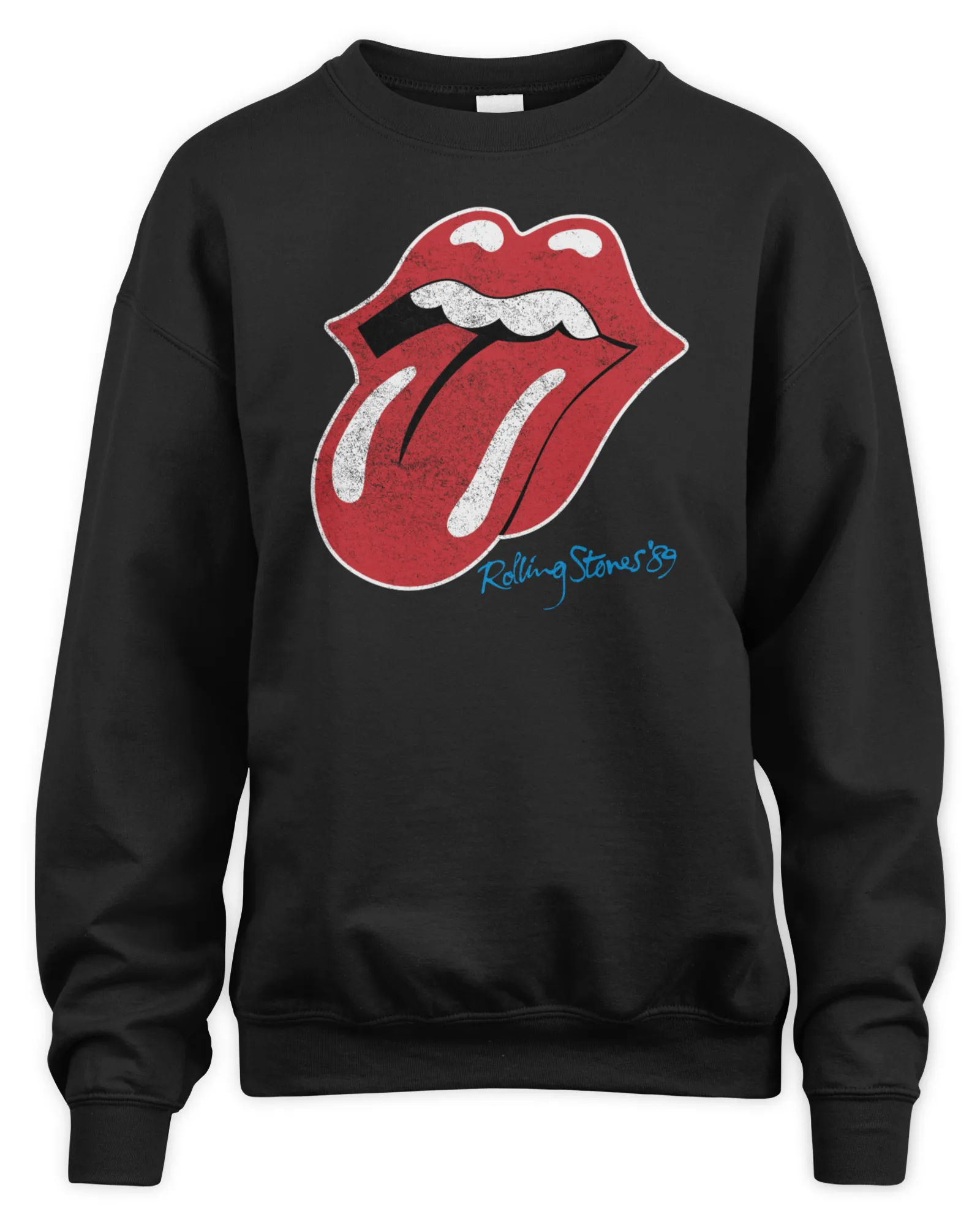 Sweatshirt The Rolling Stones Merch '89 Distressed Classic Tongue Logo, Premium Sweaer