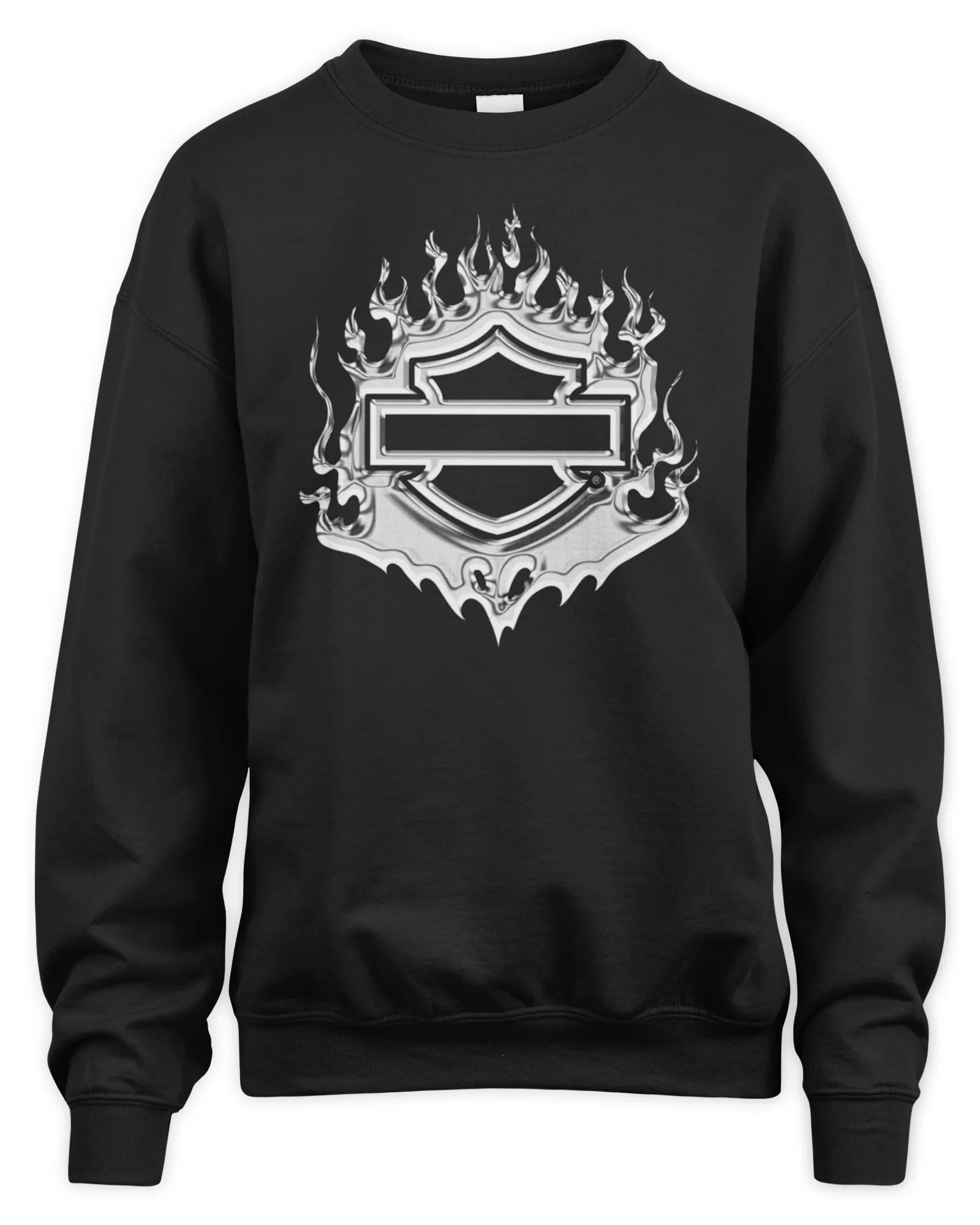Sweatshirt Post Malone Merch Post Malone X H-D Flaming Bar & Shield, Premium Sweaer