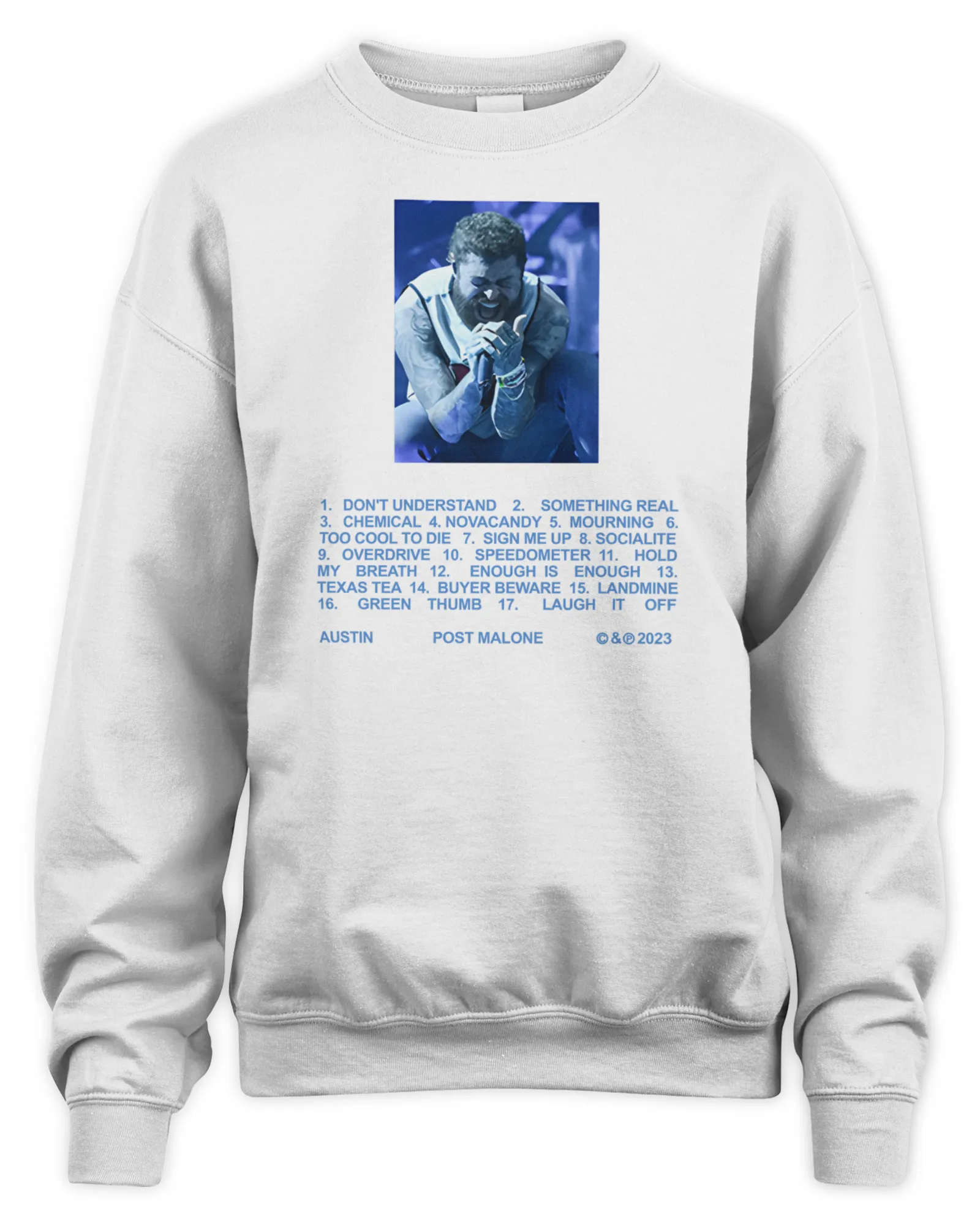 Sweatshirt Post Malone Merch Tracklis, Premium Sweaer