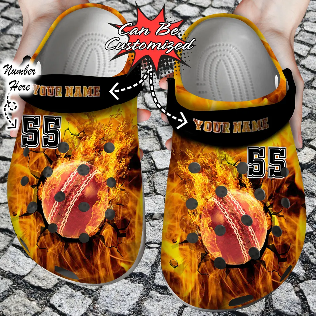 Sport Personalized Fire Cricket Crack Ball Overlays Crocs Crocs