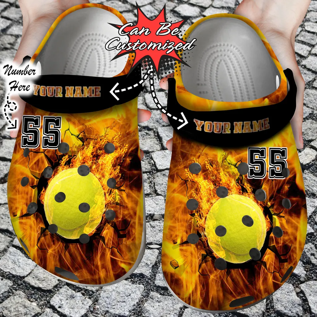 Sport Personalized Fire Tennis Crack Ball Overlays Crocs Crocs