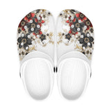 Black and Red Flowers with Pearls Crocs Classic Crocs