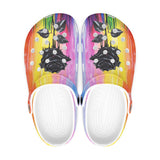 Black Rose Rainbow Dripping Paint Crocs Classic Crocs