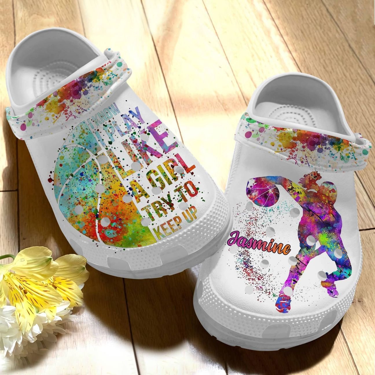 Personalized Basketball I Play Like A Girl Try To Keep Up Crocs Crocs