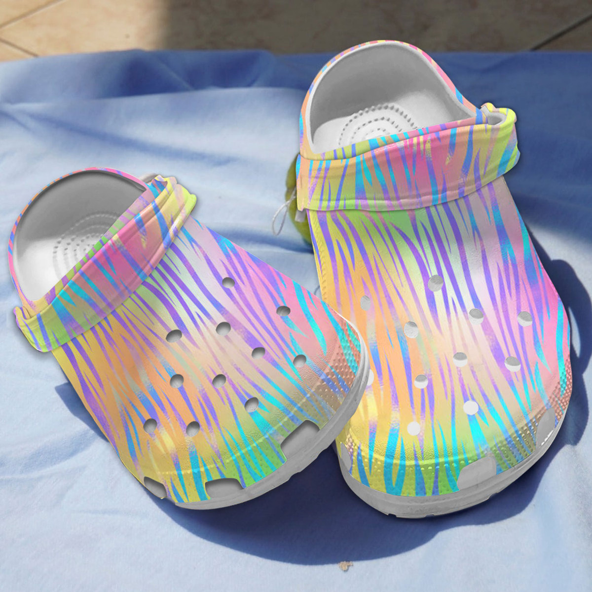 Rainbow Zebra Crocs Shoes Comfortable For Men Women