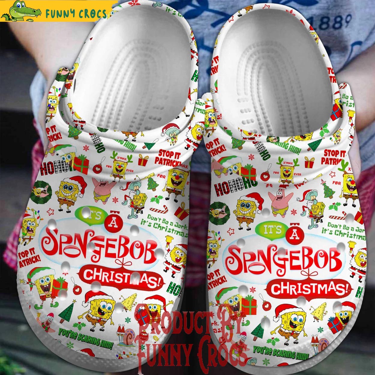 Spongebob Squarepants Cartoon Christmas Crocs Clogs Shoes