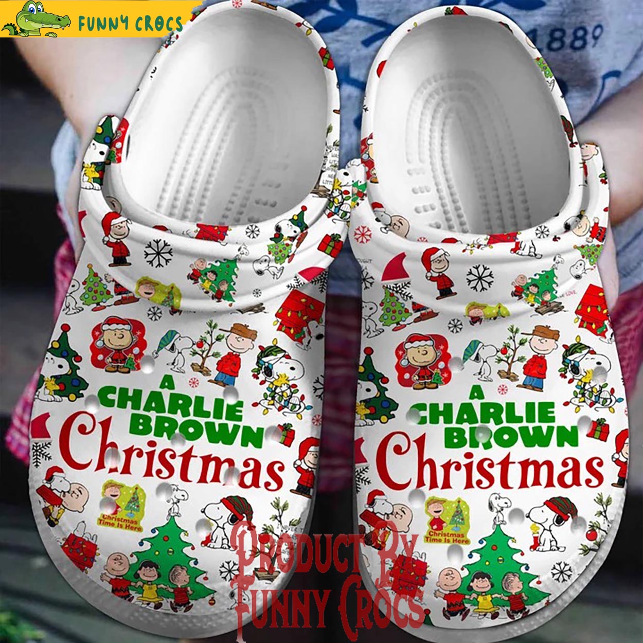 A Charlie Brown And Snoopy Cartoon Christmas Crocs Clogs Shoes