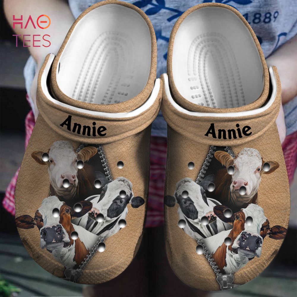 Cow On Zipper Animal Crocs Shoes Comfortable For Men Women