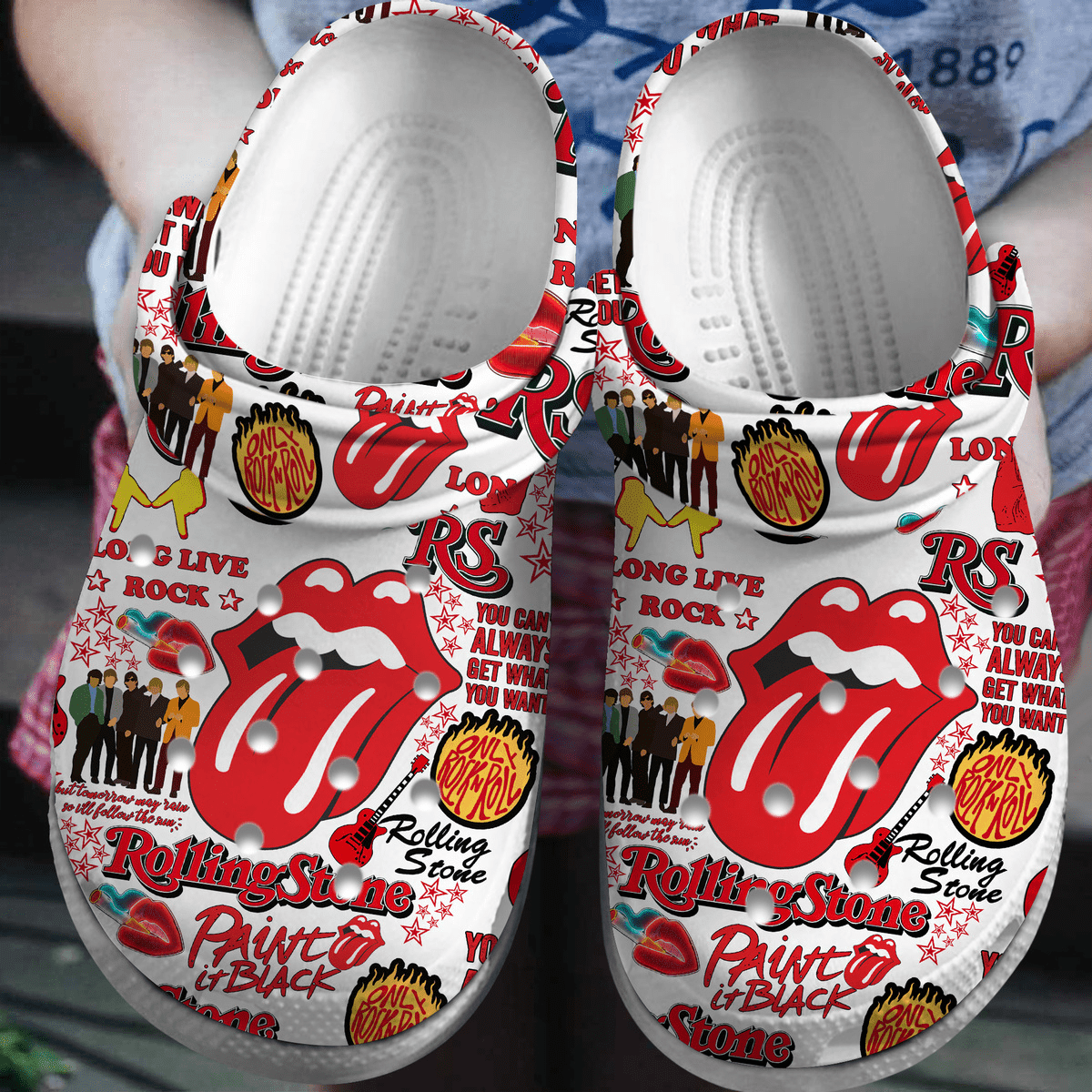 The Rolling Stones Music Crocs Crocband Clogs Shoes - GNL1464832