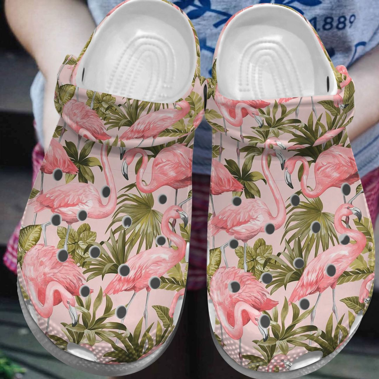 Flamingo And Tropical Leaves Crocs For Men Women And Kids