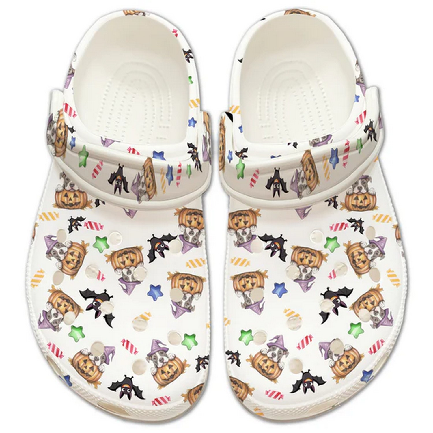 American Staffordshire Terrier Dog And Spooky Candy Halloween Crocs