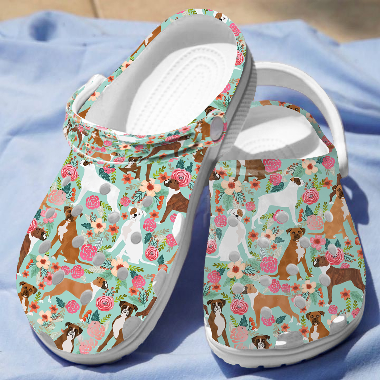 Floral Boxer Dog Animal Crocs For Men Women And Kids - GNL1461014