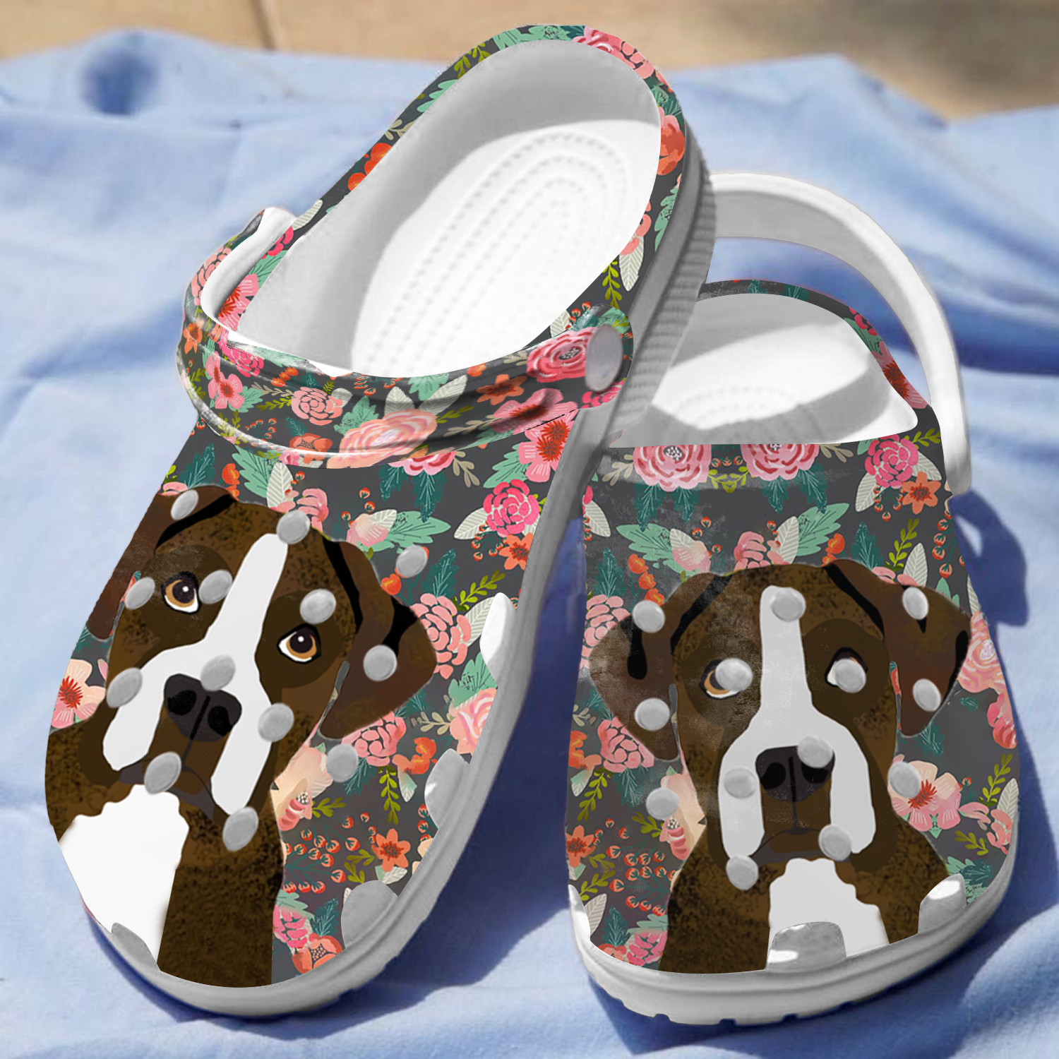 Floral Boxer Dog Animal Crocs For Men Women And Kids - GNL1461022