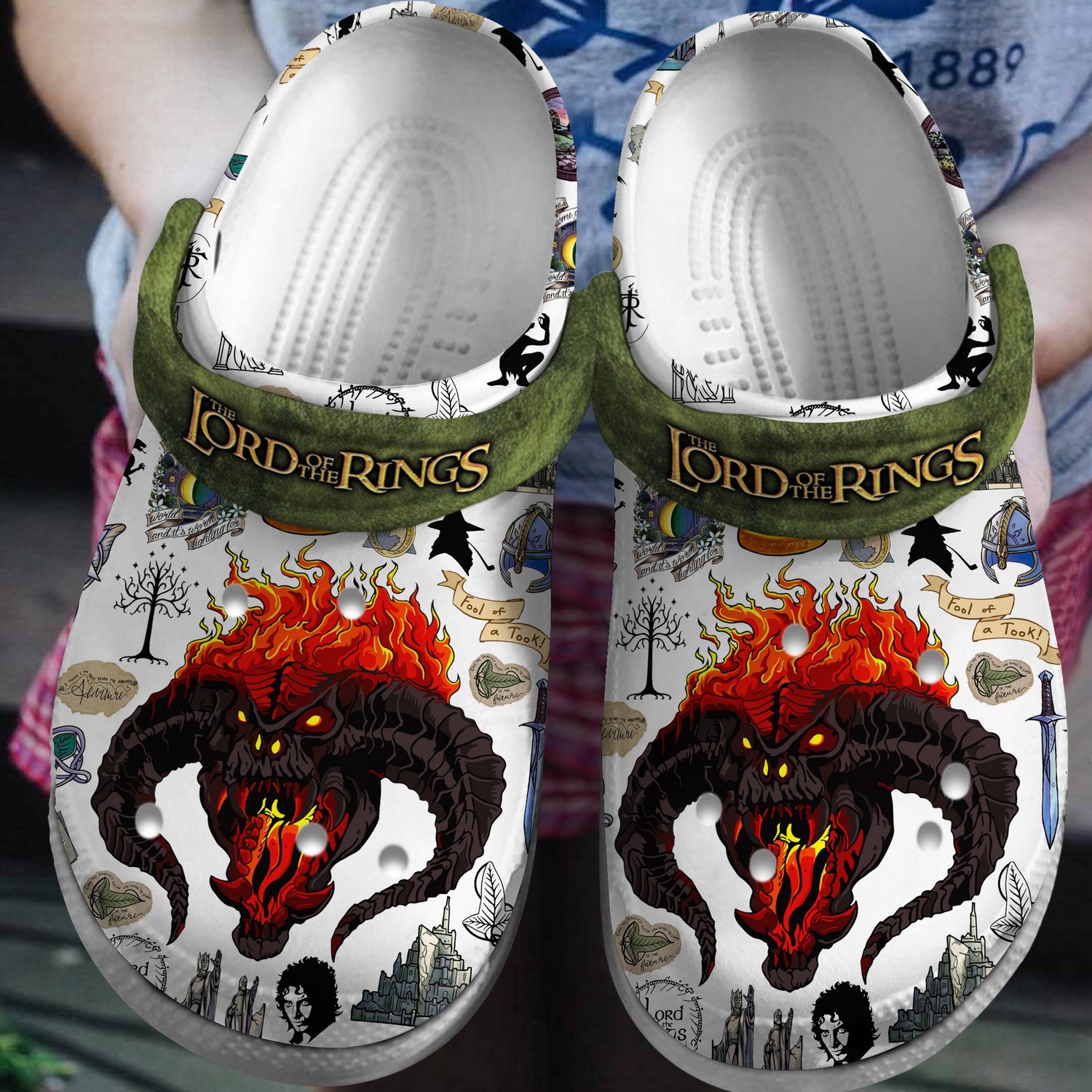 Lord Off The Rings Fire Monster Green Crocs For Men Women And Kids