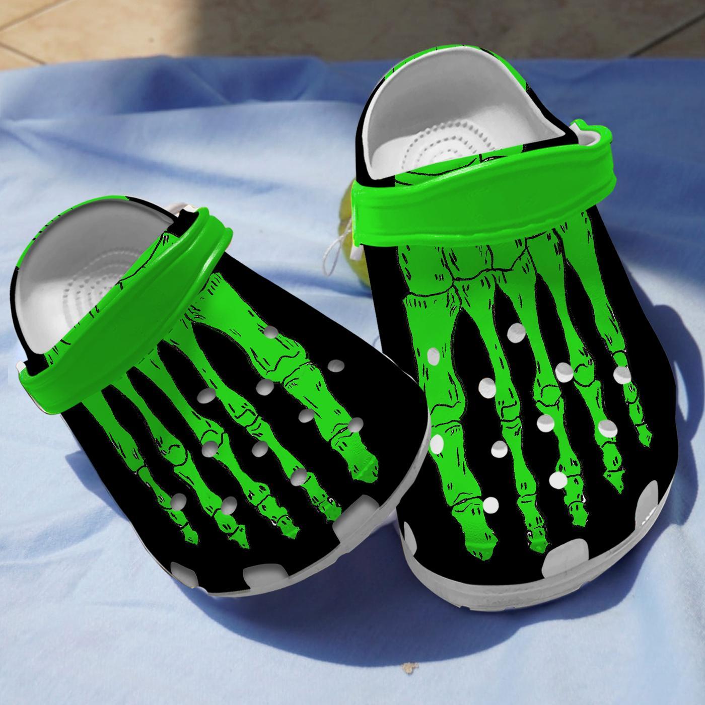 Green Skeleton Crocs For Men Women And Kids