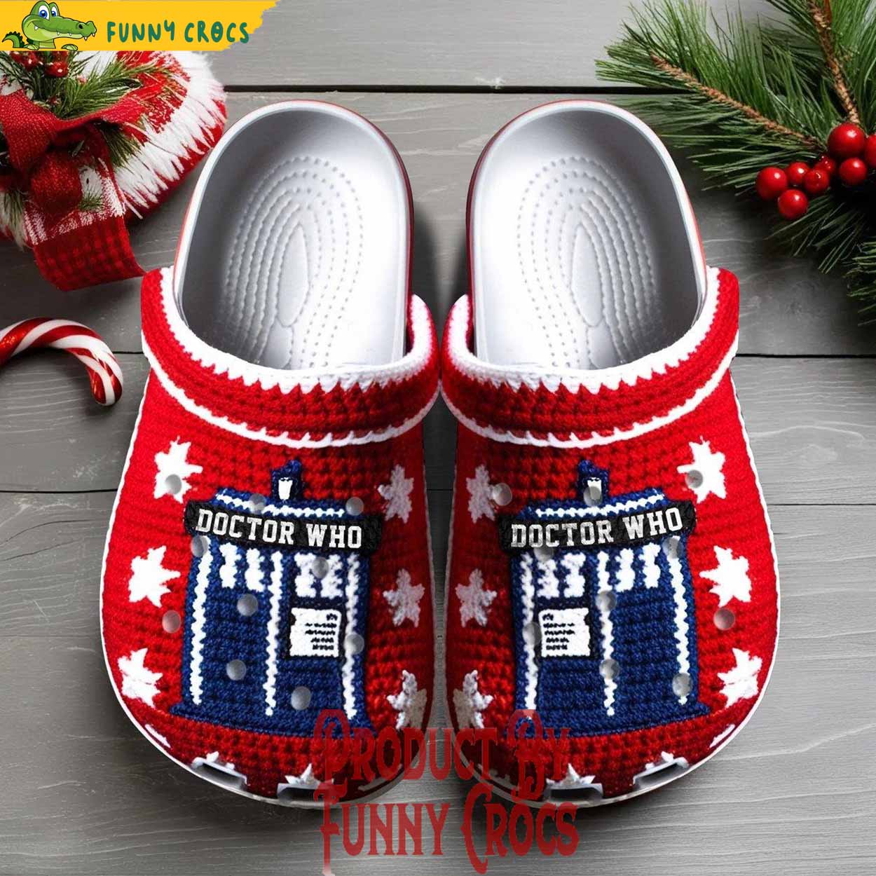 Knit Effect Doctor Who TV Series Christmas Crocs For Men Women And Kids