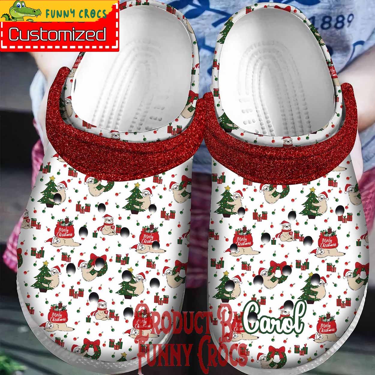 Merry Christmas Sloth Hug Animal Crocs For Men Women And Kids