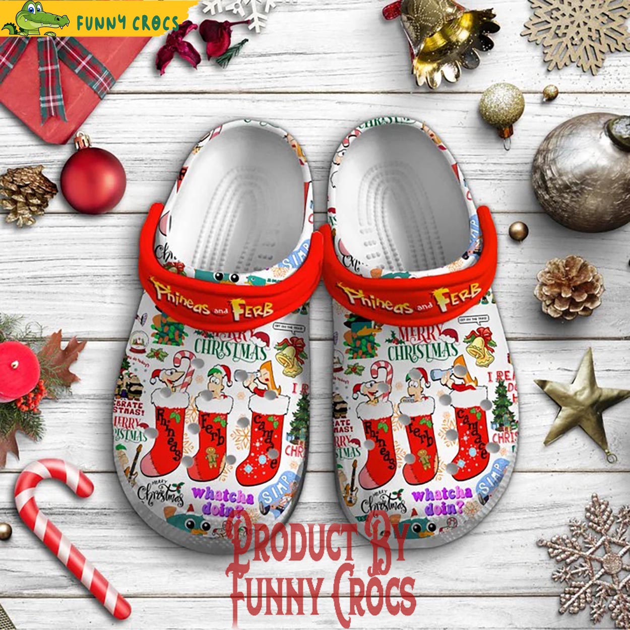 Merry Christmas Phineas And Ferb TV Series Crocs For Men Women And Kids