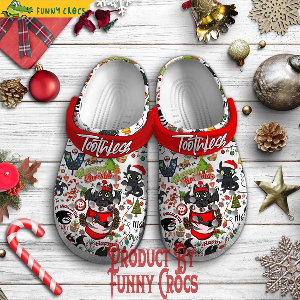 Toothless How to train your dragon Cartoon Christmas Crocs