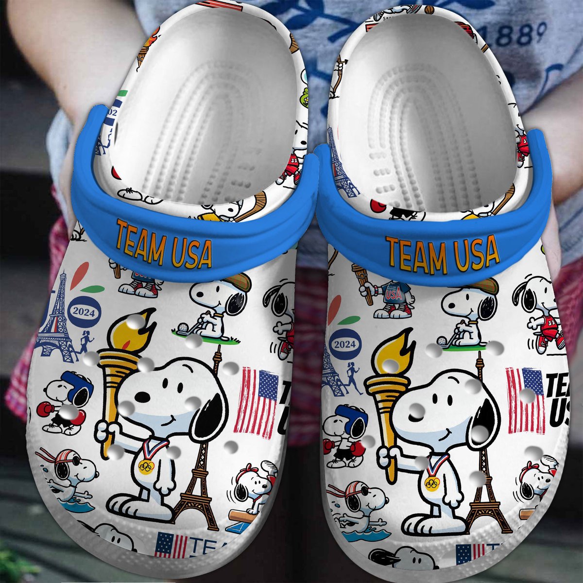 Snoopy USA Team 2024 Cartoon Crocs For Men Women And Kids