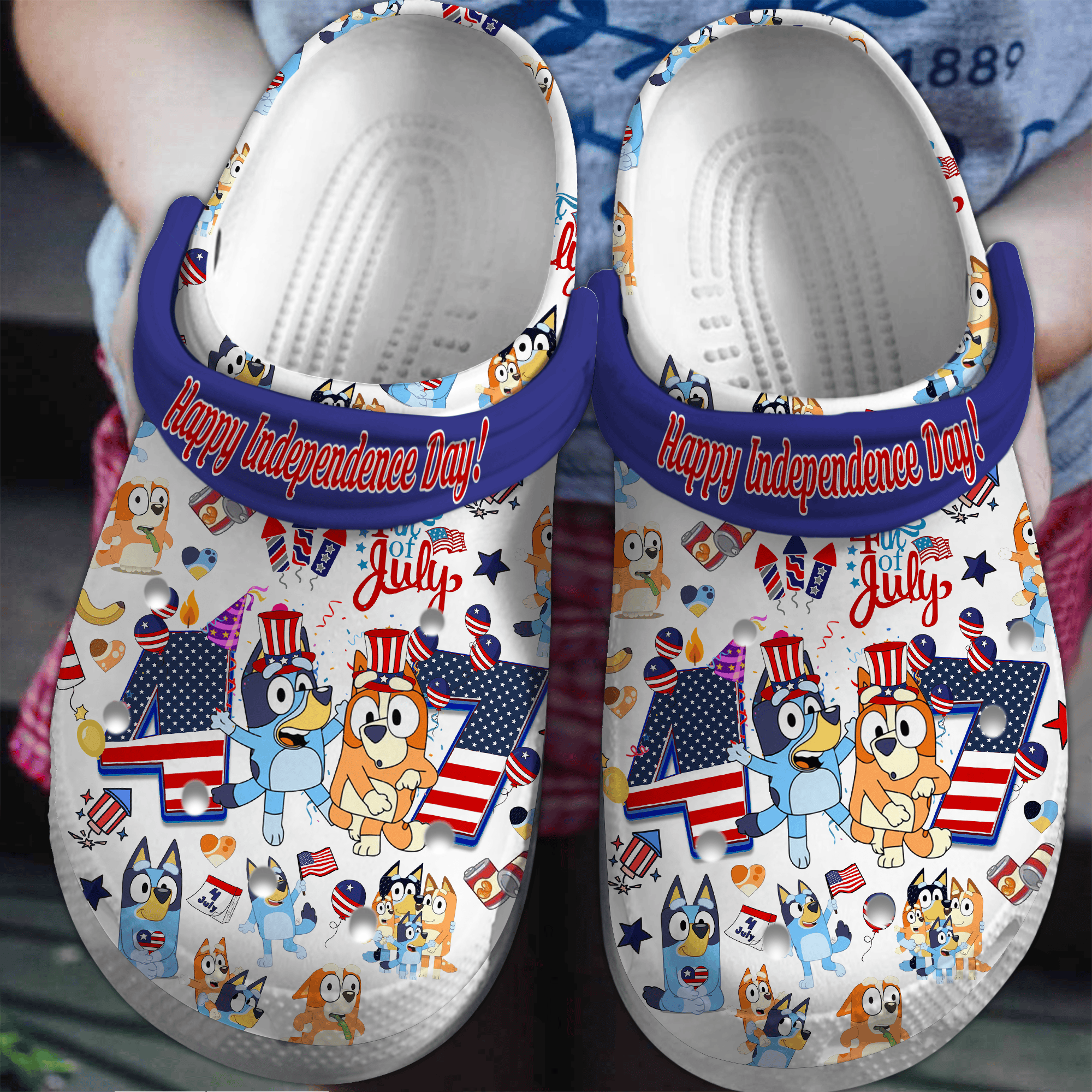 Bluey Happy Independence Day Cartoon Crocs For Men Women And Kids