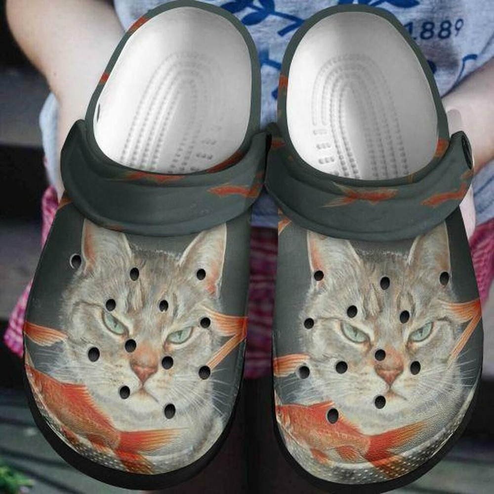 Cat And Fish Personalized Flower Gift For Lover Rubber Crocs Shoes Comfy Footwear