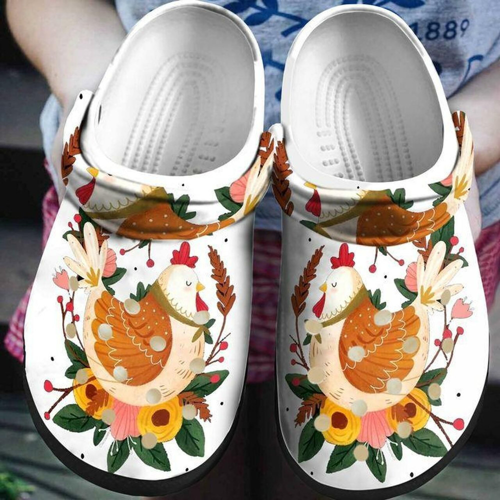 Lady Chicken Flower Personalized 102 Gift For Lover Rubber Crocs Shoes Comfy Footwear