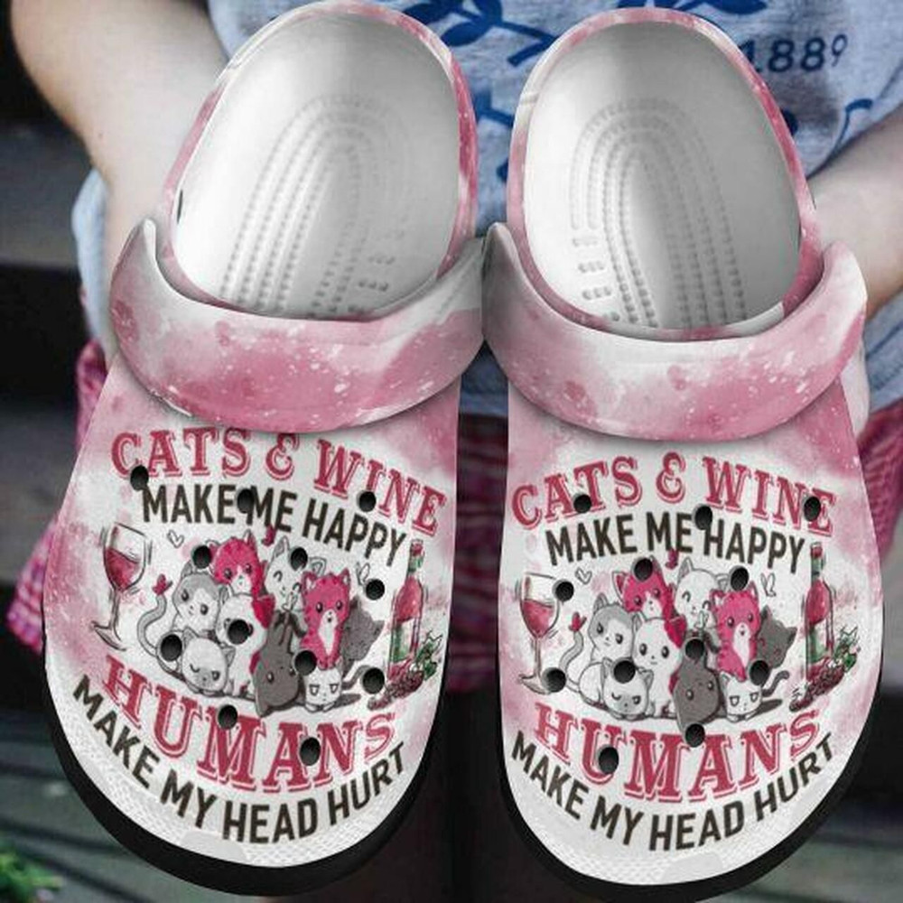 Cat Wine Personalized 202 Gift For Lover Rubber Crocs Shoes Comfy Footwear