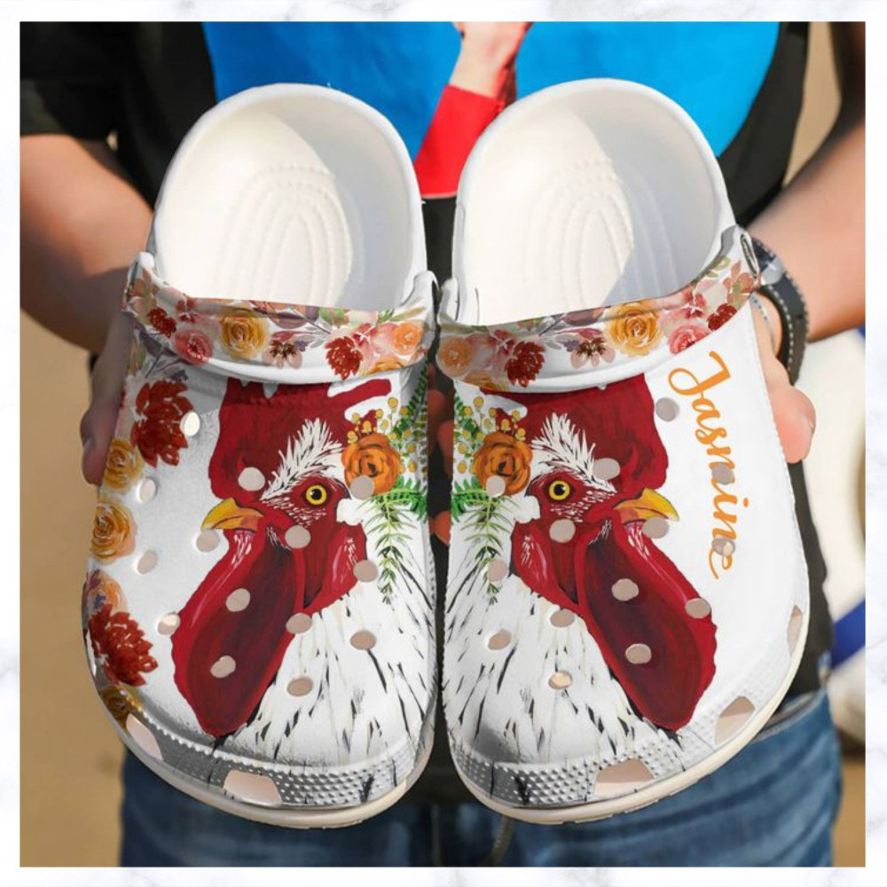Chicken Personalized Floral Gift For Lover Rubber Crocs Shoes Comfy Footwear