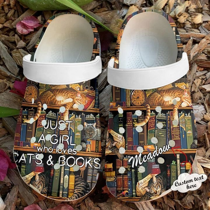 Personalized Cat And Books Crocs Shoes Reading