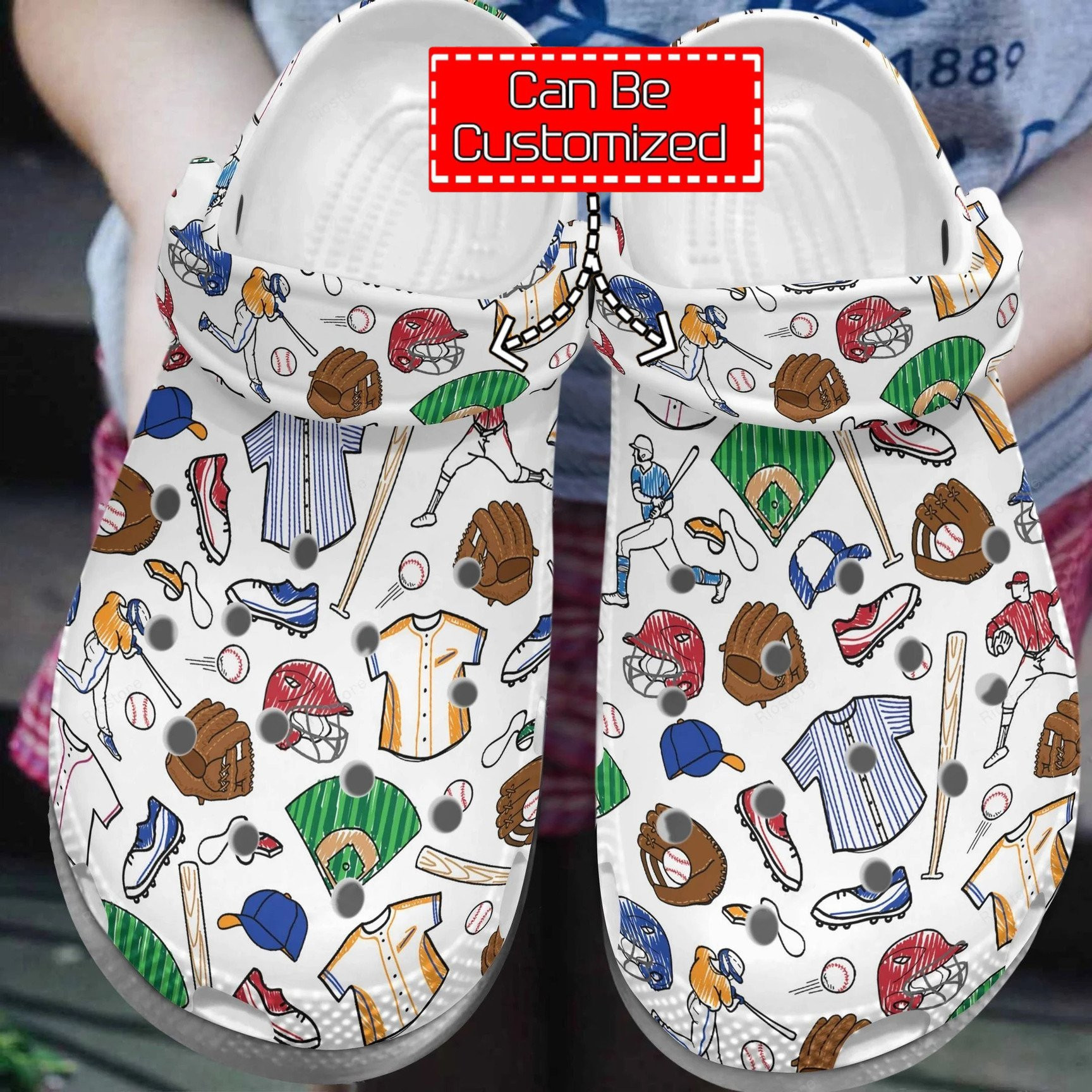 Cartoon Baseball Ball Cap Batter Crocs Shoes Custom
