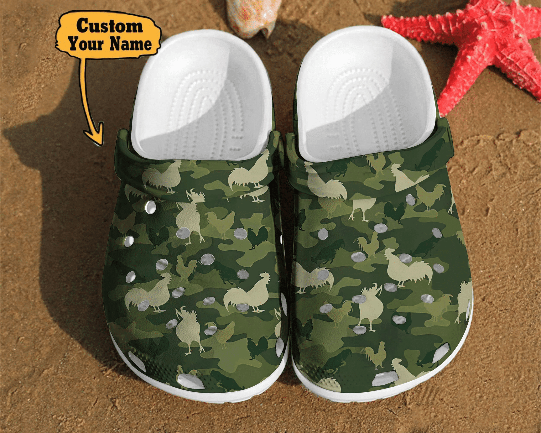 Camo Chicken Funny Lover Gift Farm Animals Crocs Shoes Personalized Animals